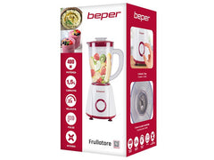 Beper Blender 1.5L Plastic, 4 Stainless Steel Blades, 2 Speeds & Pulse Function | P102FRU501