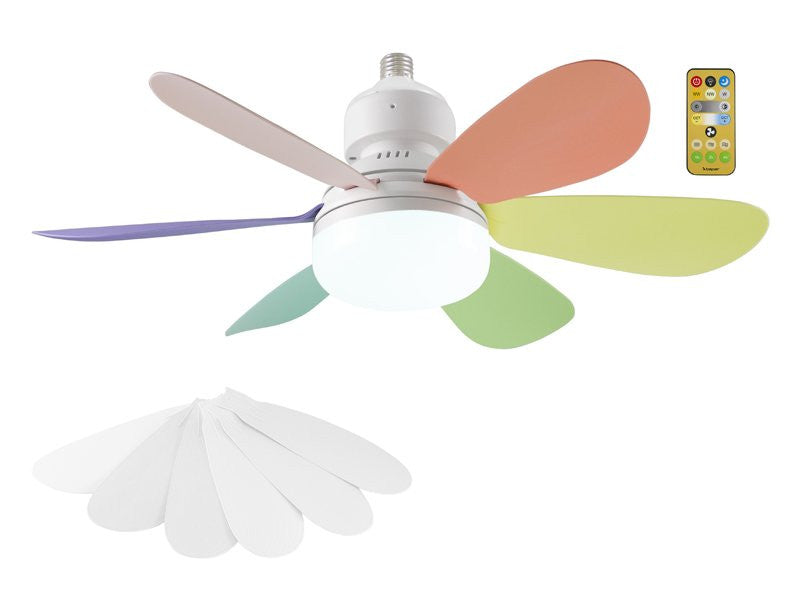 Beper Ceiling Fan, 40W, Lighting & Ventilation with Interchangeable Design, 2 Sets of Blades, 3 Speeds, Remote Control | P206VEN610