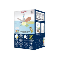 Beper Ceiling Fan, 40W, Lighting & Ventilation with Interchangeable Design, 2 Sets of Blades, 3 Speeds, Remote Control | P206VEN610
