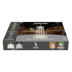 Beper Rechargeable LED Lantern, 25 Warm Light LEDs, Battery Life Up to 12 Hours, White | P207ILI101