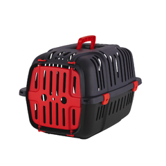 Cat Carrier Box Small - Portable Pet Travel Crate with Red Door & Handle