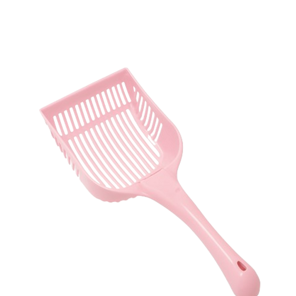 Cat Litter Shovel - Durable Plastic Scoop with Handle for Easy Cleaning - Pink