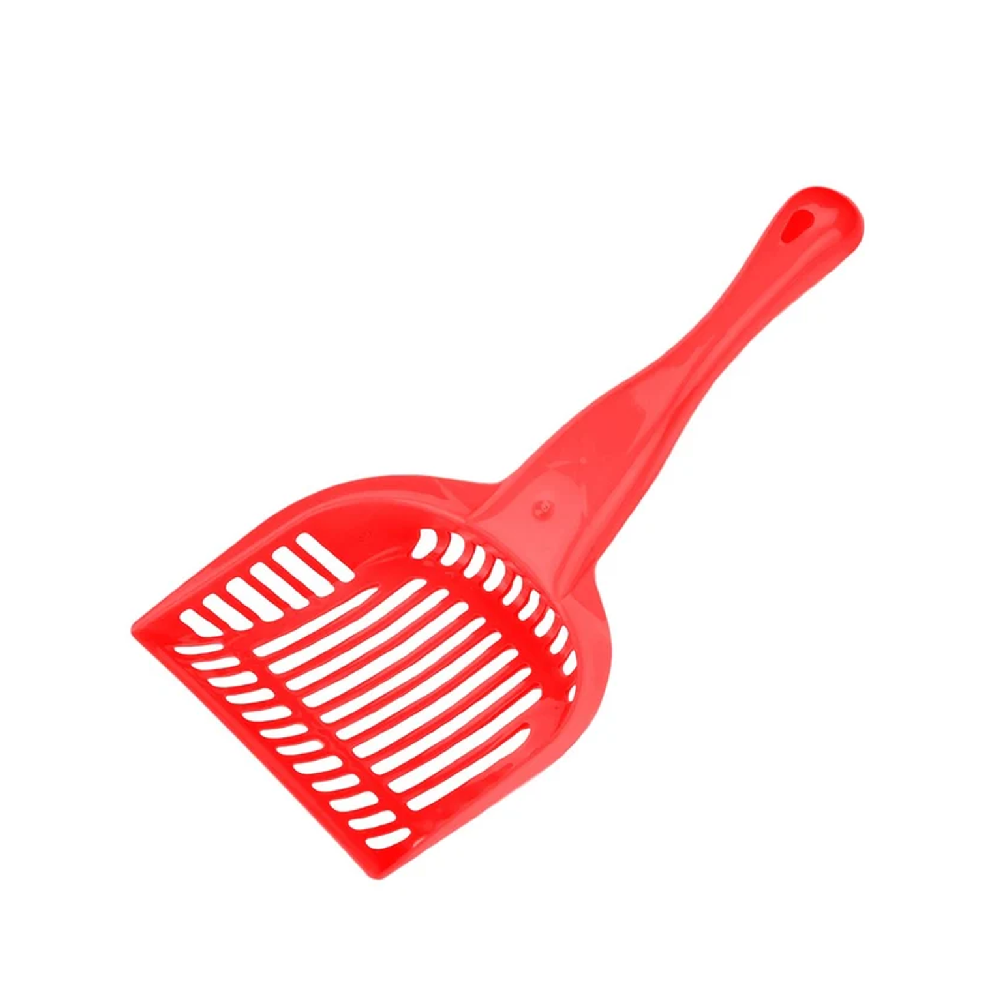 Cat Litter Shovel - Durable Plastic Scoop with Handle for Easy Cleaning - Red