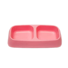 Double Pet Feeding Bowl - Food & Water Dish for Cats and Dogs - Pink