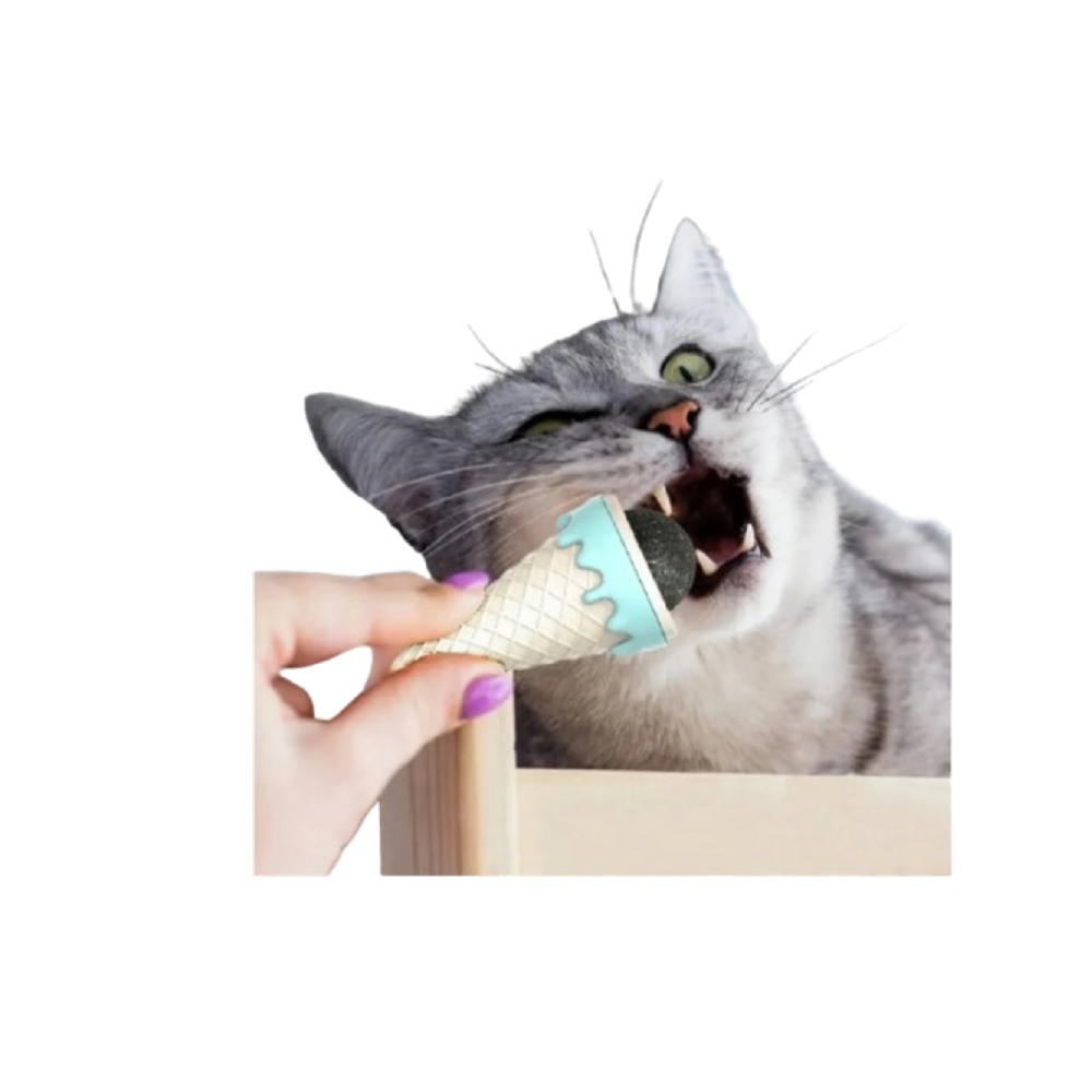Ice Cream Shape Catnip Ball Toy - Interactive Cat Treat Toy for Play & Dental Health