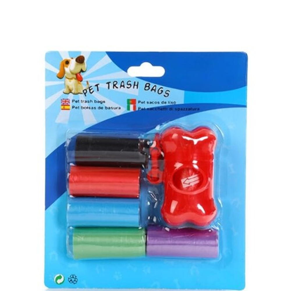 Pet Trash Bags with Dispenser - 5 Rolls | PTB-5R