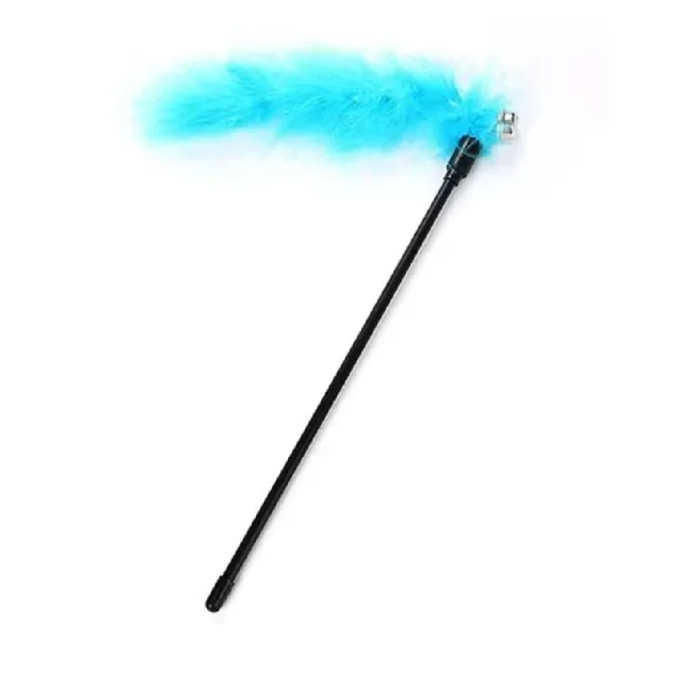 Plastic Cat Toy Stick with Feather - Blue