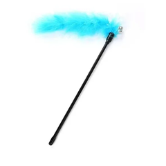 Plastic Cat Toy Stick with Feather - Blue