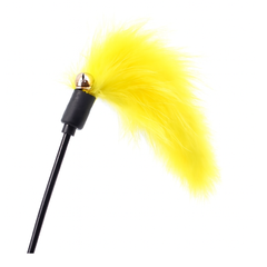 Plastic Cat Toy Stick with Feather - Yellow | INV02-5