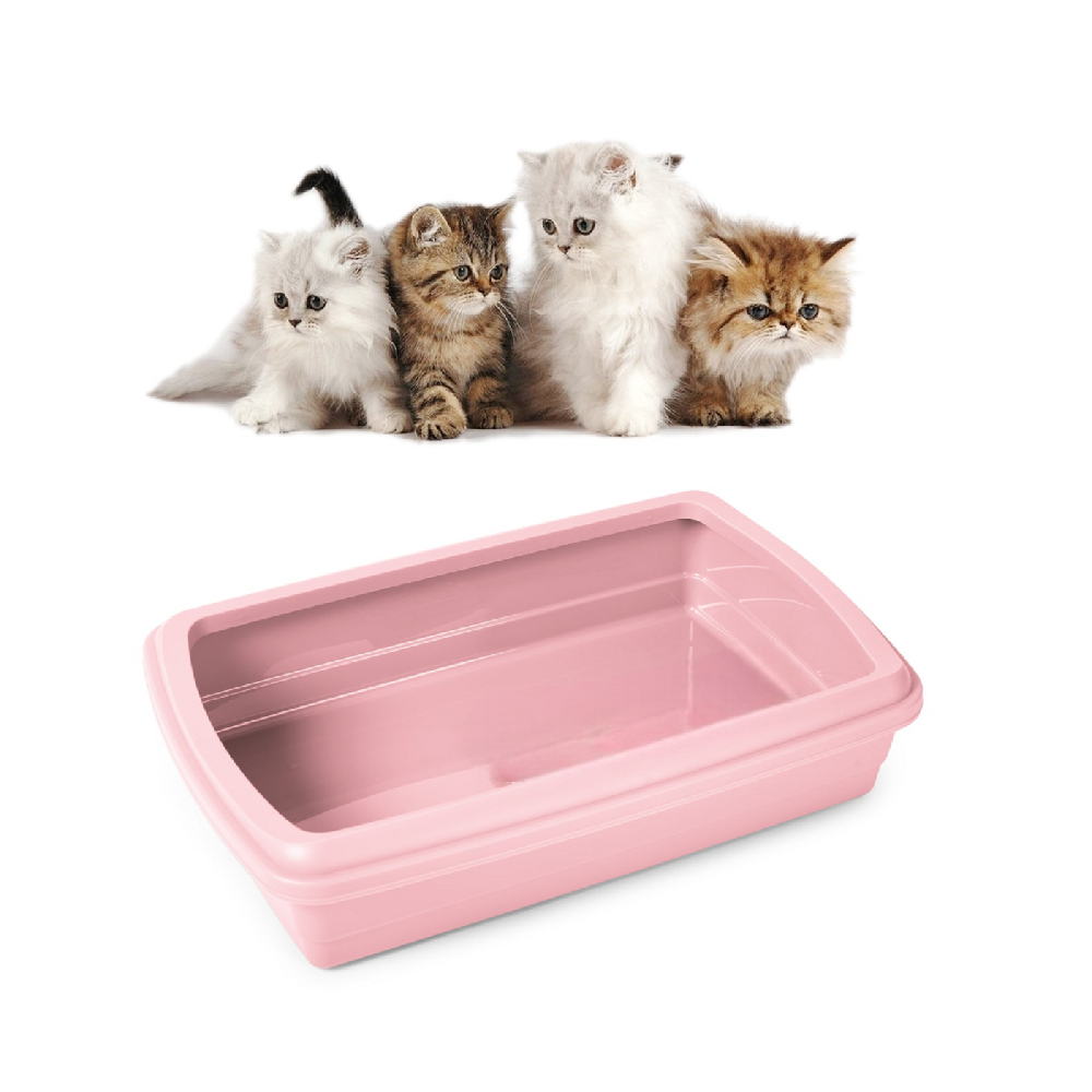 XL Cat Litter Box - Large Open Tray for Cats - Pink