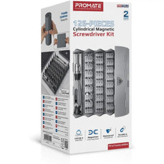 Promate Electronics Screwdriver Set, Premium Ergonomic 126-In-1 Precision Screwdriver Kit With 120 CR-V Steel Bits  Incased In A Foldable Cylindrical Case | PROTOOLS-126M