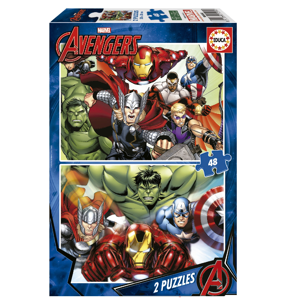 Educa 15932  - Marvel Avengers 2-Puzzle Set (48 Pieces Each) | 15932