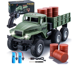 RC Military Cargo Truck 6x6 1:16 Off-Road Army Vehicle with Accessories | HT027