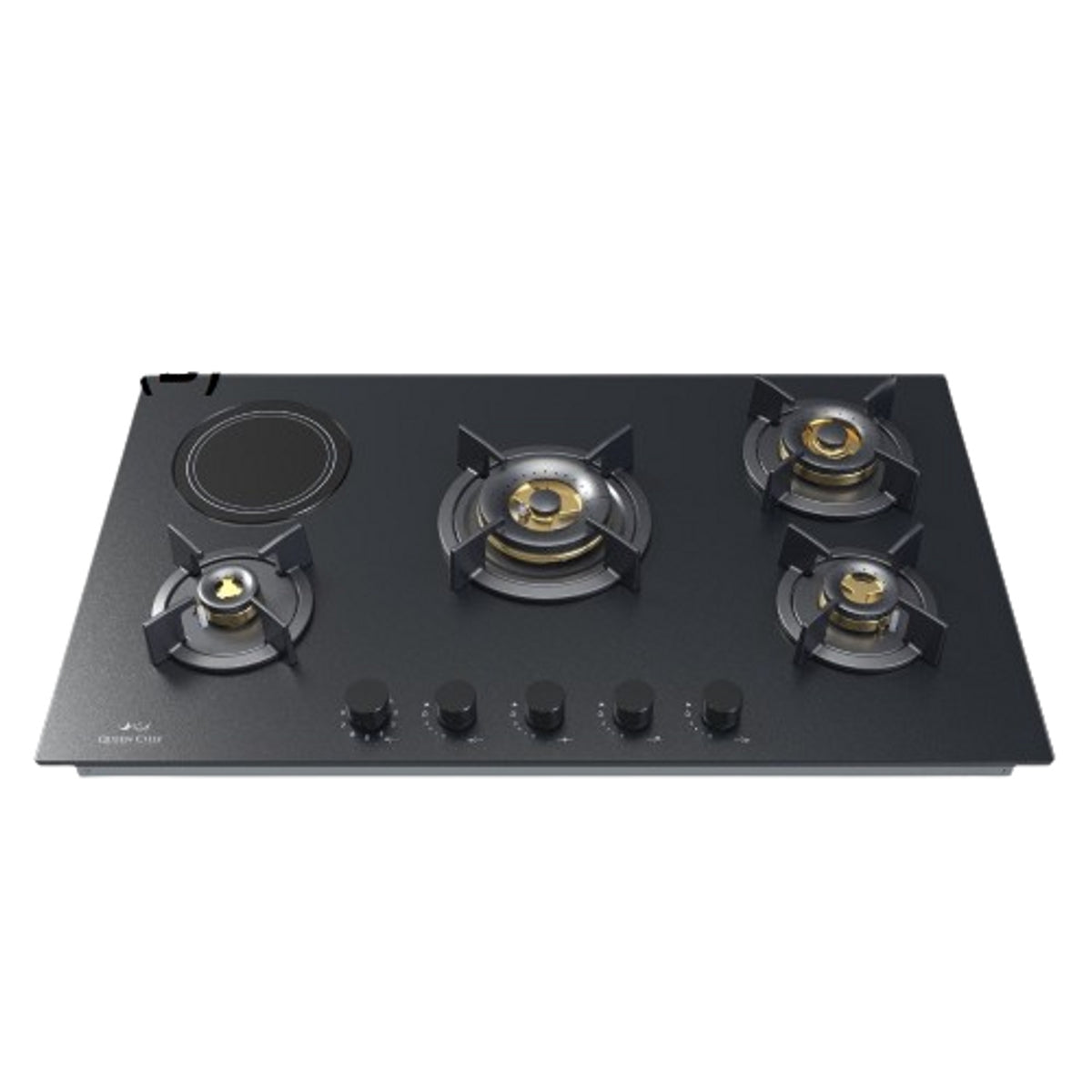 Queen Chef Built-in Gas Hob 4 Burners & 1 Electric Burner - Matt Black | QCHB76-4G1EGBM (B)