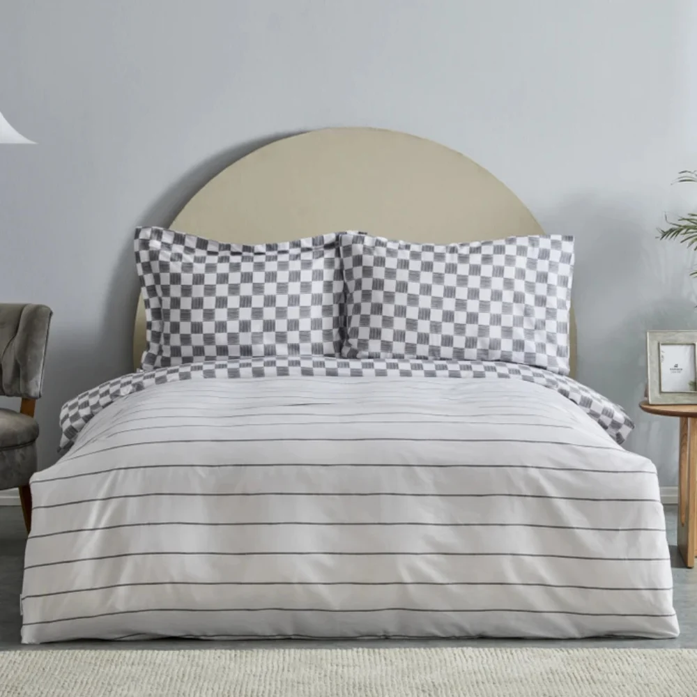 Karaca Home Cordova 100% Cotton Anthracite Single Duvet Cover Set | 200.22.08.0033