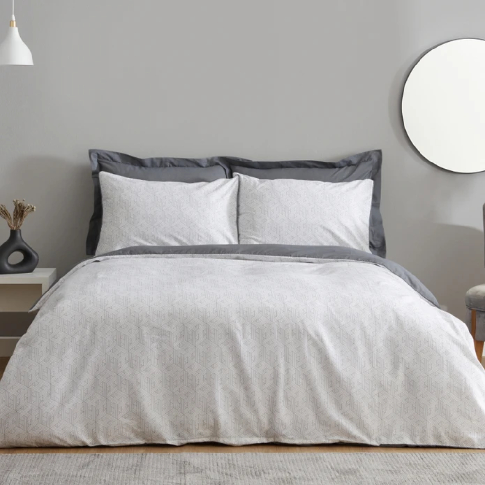 Karaca Home Ferne 100% Cotton Grey Double Duvet Cover Set | 200.22.05.0122