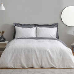 Karaca Home Ferne 100% Cotton Grey Double Duvet Cover Set | 200.22.05.0122