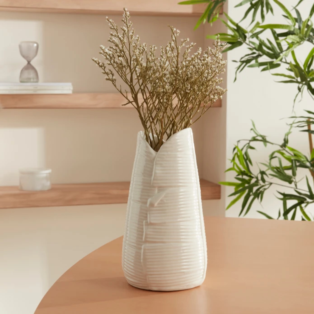 Karaca Home Leaf White Vase | 300.23.01.0315