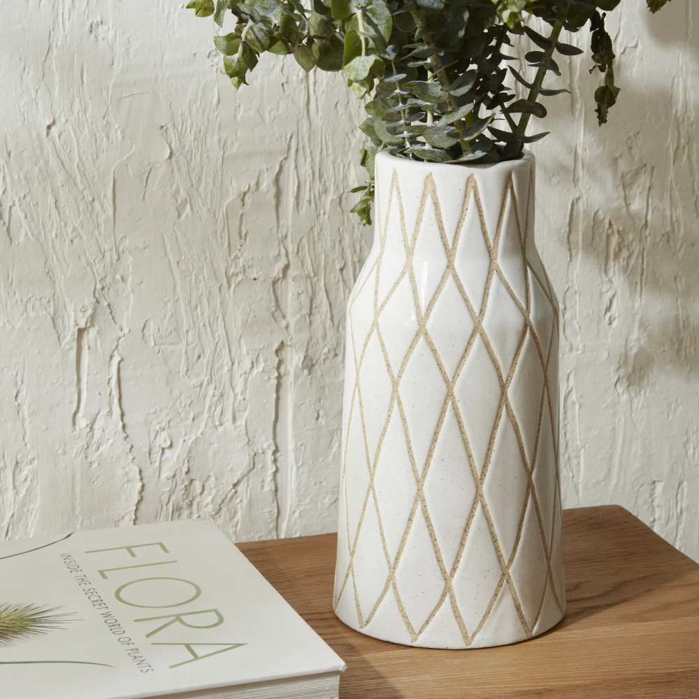 Karaca Home Mosaic 16x16x32cm White Vase | 300.23.01.0305