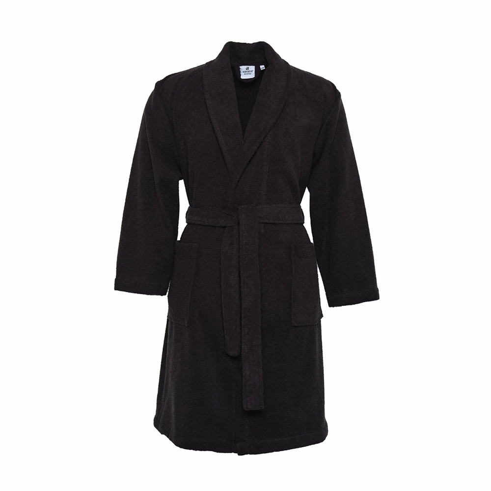 Karaca Home Istanbul Black 100% Cotton Regular S/M Kimono Bathrobe | 200.21.01.0645