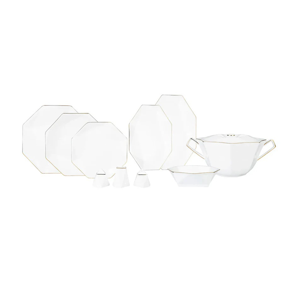Karaca Fine Pearl Extra Quartz Gold 62-Piece Dinner Set for 12 People | 153.03.08.0188