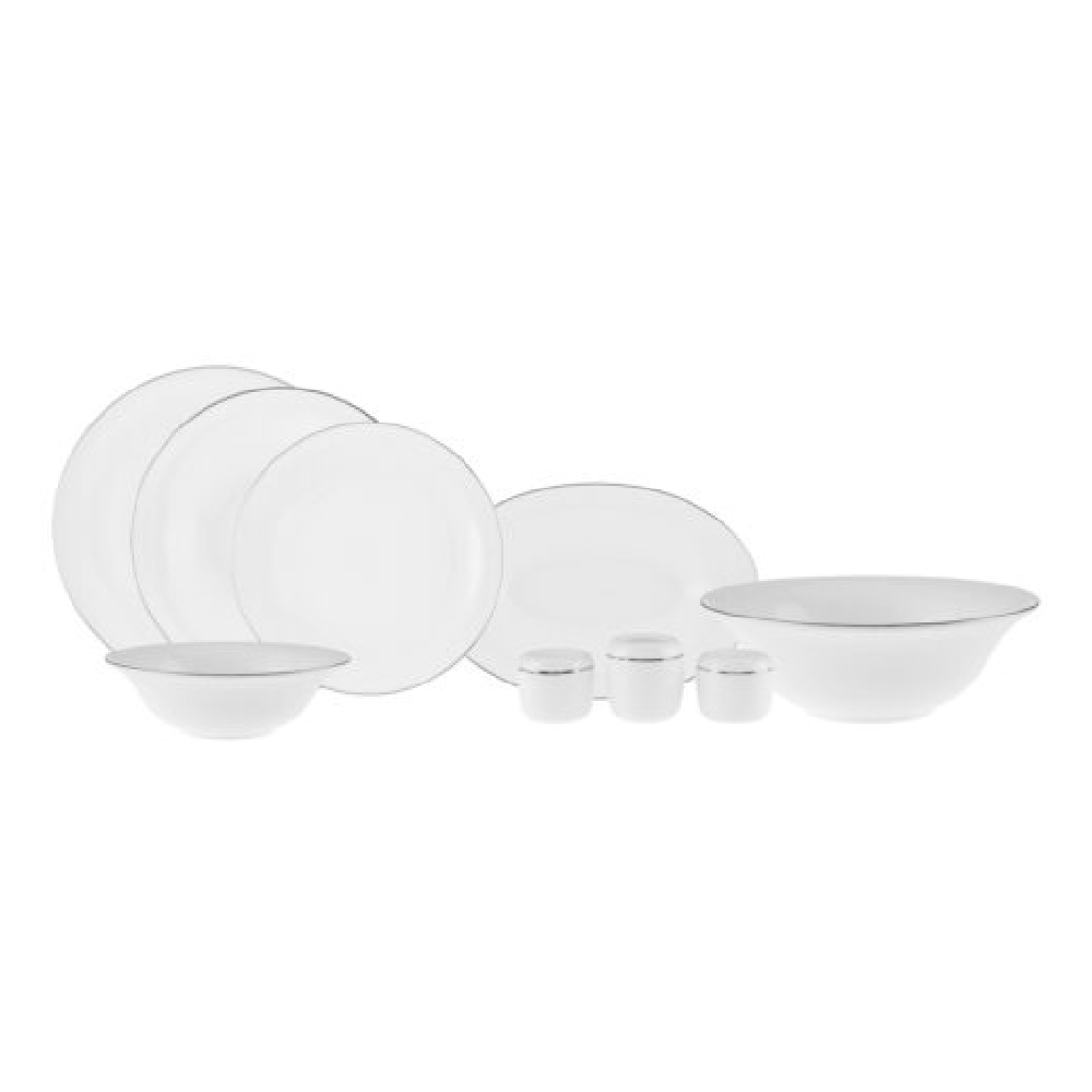 Karaca Fine Pearl Grace Gold Trim 58-Piece Dinner Set for 12 People, White & Black | 153.03.08.0611