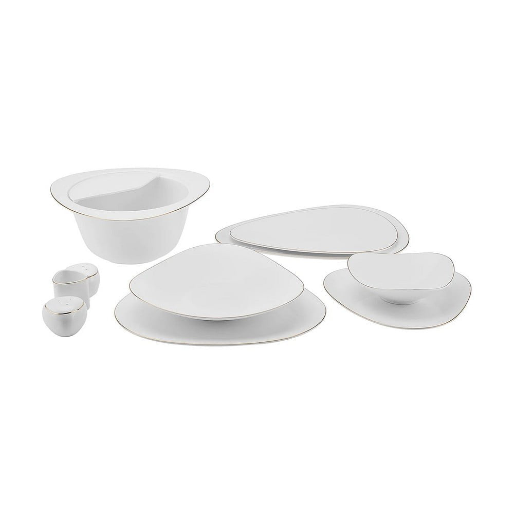 Karaca Fine Pearl Trio Gold 62-Piece Dinner Set for 12 People | 153.03.08.1956