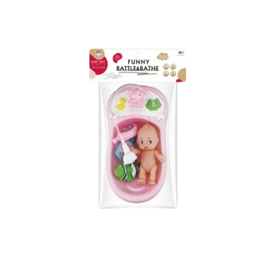 Funny Rattle & Bathe Baby Doll Bath Toy Set – Pink | BLS65-13-1