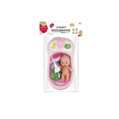 Funny Rattle & Bathe Baby Doll Bath Toy Set – Pink | BLS65-13-1