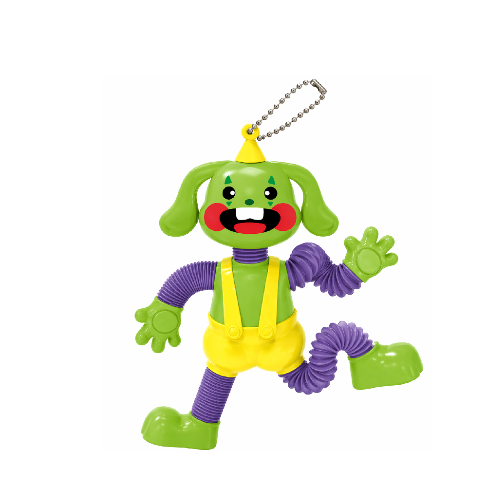Stretchy Pop Tube Dog Keychain Toy – Green & Purple Edition | SS-6123-4