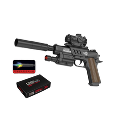 Electric Gel Blaster Pistol with Suppressor & Scope – Tactical Auto Toy Gun | WH37-1
