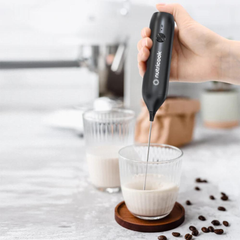 Nutricook Rechargeable Milk Frother – USB-C, Stainless Steel Whisk, Black | NC-MF100