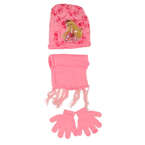 Kids’ Winter Hat, Scarf & Gloves Set with Barbie Print - Pink | AL1887/P