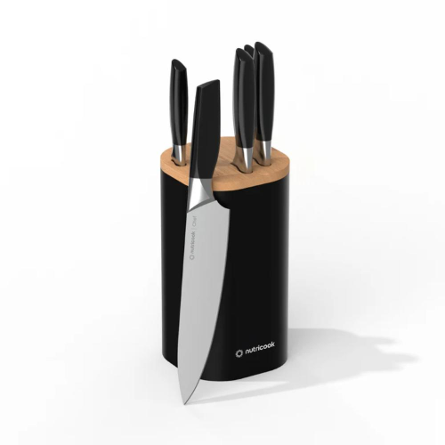 Nutricook Everyday 6-Piece Knife Set – Black, Precision Stainless Steel Blades | NC-KB150BK