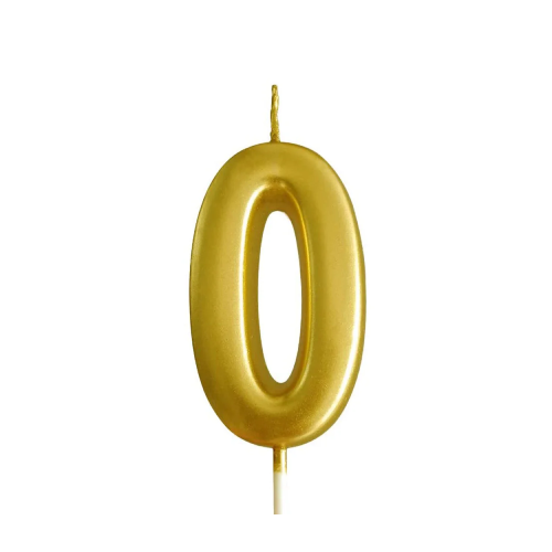 Gold Glitter Birthday Cake Candle Topper - Number Zero | 349-1/G0