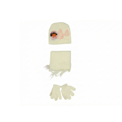 Kids’ Winter Hat, Scarf & Gloves Set with Dora Print - Ivory | AL1886/I