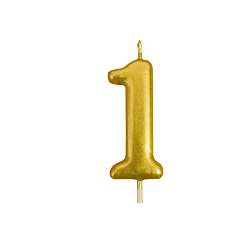 Gold Glitter Birthday Cake Candle Topper - Number One | 349-1/G1