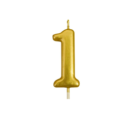 Gold Glitter Birthday Cake Candle Topper - Number One | 349-1/G1