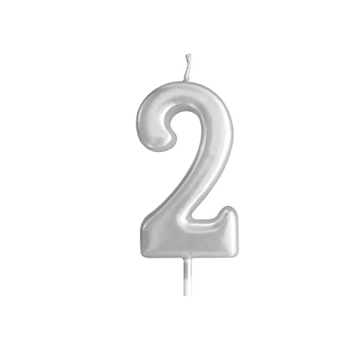 Silver Glitter Birthday Cake Candle Topper - Number Two | 349-1/S2