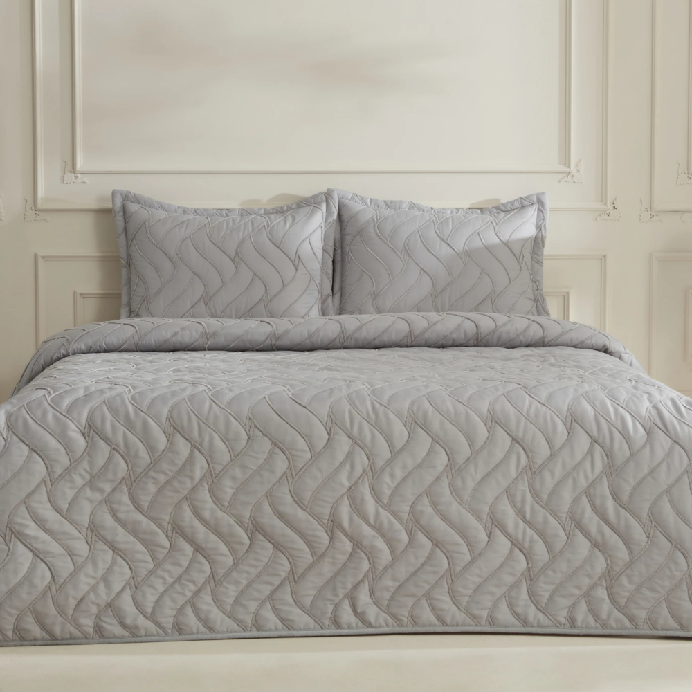 Karaca Home Vega Grey Double Bedspread Set | 8680214386682