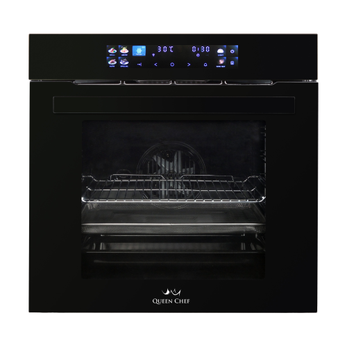 Queen Chef Built-in Electric Oven 60cm Convection Air Fryer 75L Black Glass & Steel | QCEO60-75D AFB