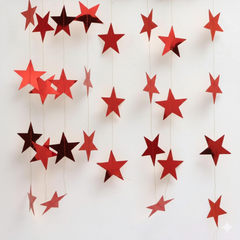 Vivid Red Foil Star Hanging Curtain Garland - 2.7M | AR2-6-F24A-06