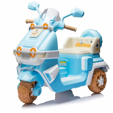 Tank Kids Electric Ride-On Scooter with Lights and Training Wheels - Blue | T800BL