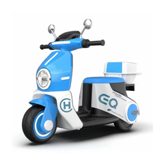 Motor Kids Electric Ride-On Car Scooter Toy Headlights - Cyan & White | KP606CW