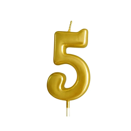 Gold Glitter Birthday Cake Candle Topper - Number Five | 349-1/G5