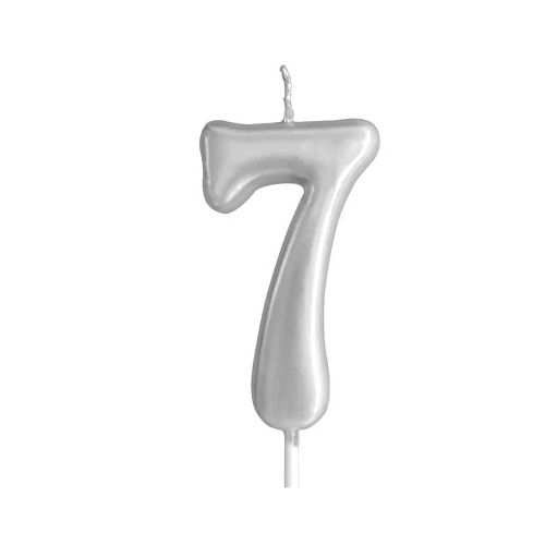 Silver Glitter Birthday Cake Candle Topper - Number Seven | 349-1/S7