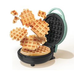 Nutricook Mini Waffle Maker 350-400W, Healthy Ceramic Coating, Quick Heat – Aqua Marine | NC-WM100AM