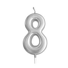 Silver Glitter Birthday Cake Candle Topper - Number Eight | 349-1/S8