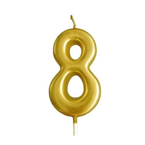 Gold Glitter Birthday Cake Candle Topper - Number Eight | 349-1/G8