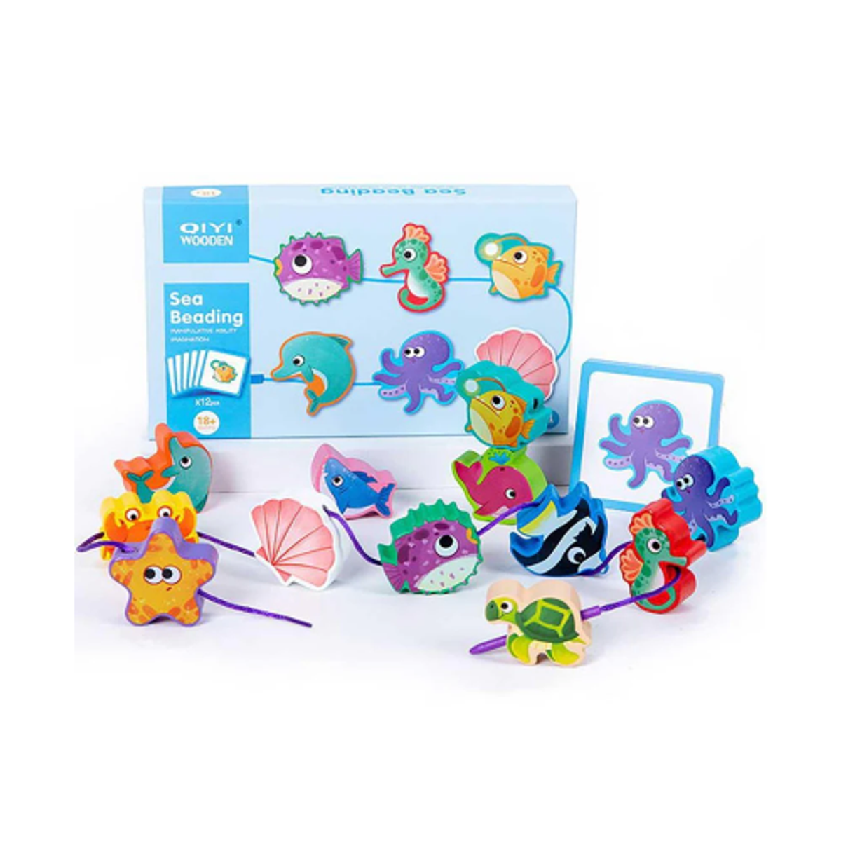Wooden Ocean Animal Lacing & Stringing Bead Toy | WD2136A